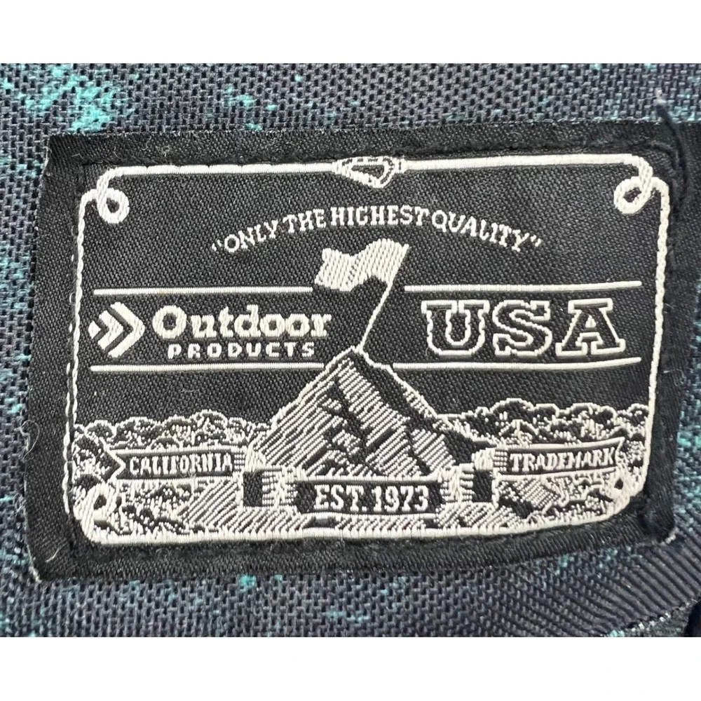 Outdoor Products Backpack Unisex Large Black Teal Acid Wash School Hiking Good